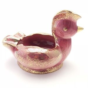 Vintage Hedi Schoop Bird Planter Ashtray Gold Trim